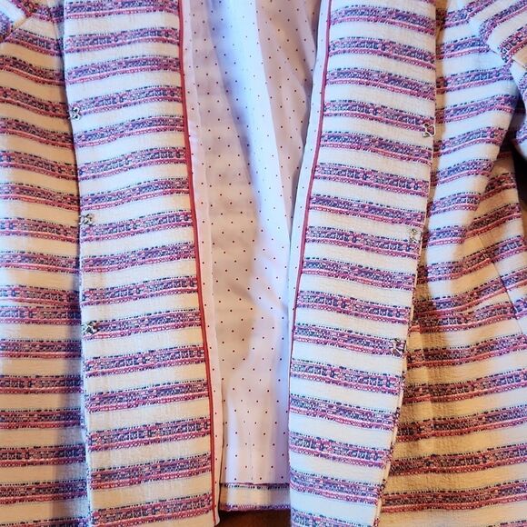 NEW Talbots Pastel Preppy Single Breasted Blazer Size 6 Pink Blue Cream Stripes - Picture 8 of 11
